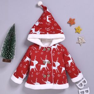 Kerst Elanden Winter Jongens Meisjes Outfits Baby Verdikking Hooded Uitloper Jas Baby Kinderkleding Leuke Katoenen Kleding