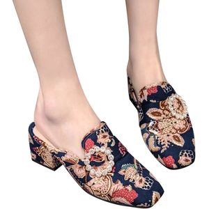 CHAMSGEND zomer mode vrouwen sleehak met hoge hak sandalen slippers borduurwerk casual comfortabele outdoor sandalen