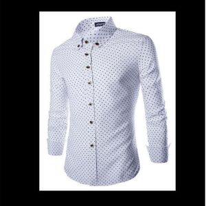 Los Hombres Moda Casual Larga Estampadas Mangas Slim Fit Negocio Sociale Vestido Camisa Hombres La Marca Ropa Suave Cómodo