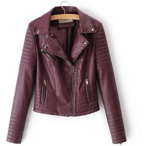 Vrouwen Solid Casual Pu Leather Jacket Herfst Koreaanse Stijl Zwart Turn Down Kraag Faxu Lederen Jas Femme Blouson Cuir homme