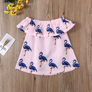 Pasgeboren Kids Baby Meisjes Party T-shirt Tops Flamingo Gedrukt Jurk Cartoon Rok Zonnejurk Outfits Kleding Tops