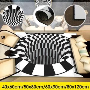 Bodemloze Put 3D Drie-Dimensionale Zwarte & Witte Stereo Vision Mat Woonkamer Deurmat Thee Tafel Sofa Illusion tapijt