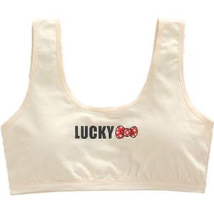 Meisje Katoen Sport Training Beha Lucky Brief Print Ondergoed Bralette Naadloze Gelaagde Crop Top 8-18Y