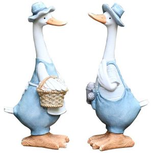 Eend Ornamenten Hars Kunstmatige Eend Tuin Sculptuur Dier Standbeeld Paar Decoratie Simulatie Vijver Decor Landschap Ambachten