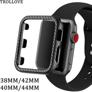 Carbon Fiber Pc Case Beschermende Frame Voor Apple Horloge 7 6 5 4 3 Iwatch Cover 45Mm 42Mm 40Mm 44Mm Bumper Horloge Band Accessoires