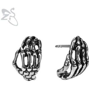 ZS Rvs Hip Hop Stud Oorbellen voor Mannen Vrouwen Mannelijke Skelet Hand Earring Punk Sieraden Accessoires voor Biker mannen