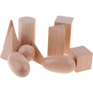 10Pcs Hout Geometrische Effen Blokken, 3D Vormen Leren Speelgoed Voor Kinderen Peuters 3 Jaar Oude En Up