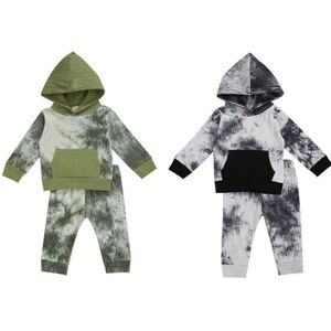 Pasgeboren Baby Meisje Jongen Leuke Hooded Tops Camouflage Broek Outfits Tie-Dye Kleding 0-24M