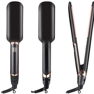 2 In 1 Stijltang Curler Infrarood Ceramic Flat Iron Snelle Verwarming Stijltangen Met Lcd-scherm Perm Gereedschap Dual Voltage
