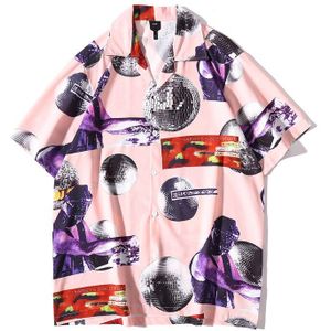 Dark Icoon Print Polo Shirt Mannen Zomer Korte Mouwen Mannen Shirts Roze Hawaiian Shirts Man