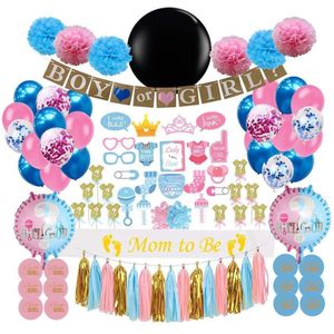 Baby Douche Geslacht Onthullen Party Decoratie Luxe Kit Confetti 36 Inch Zwarte Jongen Of Meisje Latex Ballon Banner Cake Decor levert