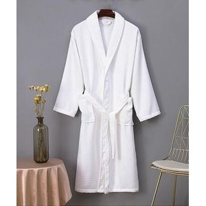 2022 Effen Kleur Wafel Nachtkleding V-hals Slaap Lounge Gewaden Vrouwelijke Huis Kamerjas Kimono Gewaden Badjassen Spa Sauna Kledingstukken