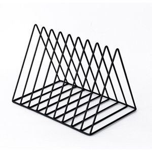 Nordic Driehoek Eenvoudige Smeedijzeren Desktop Storage Rack Plank File Magazine Boekensteun Kantoor Rack Holder Bureau Organizer