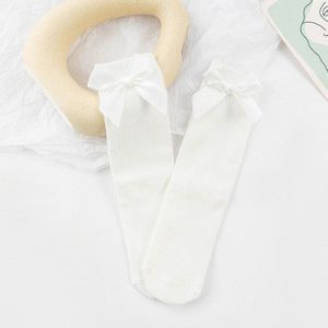 Meisjes Kniekousen Met Bogen Snoep Kleur Katoen Ademende Kousen Prinses Sokken School Marine Blauwe Sokken