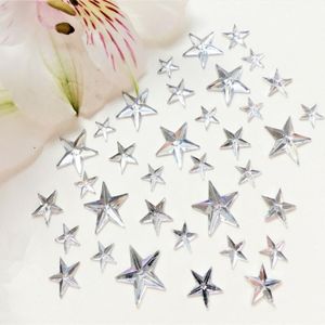 200 Pcs 10 Mm/15 Mm Acryl Rhinestone Silver Star Gems Plakstenen Cabochons Versieringen Voor Kerst Ambachten Kaartmaken Diy