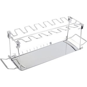 Opvouwbare Rvs Kip Vleugel Been Rack Voor Grill Roker Oven Verticale Koffiebrander Stand Met Lekbak Voor Bbq Picknick