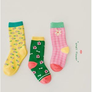 3 Paren/partij Z286 Lente Cototn Bloemen Plaid Koreaanse Meisjes Sokken Knie Hoge Sokken Meisjes Sokken Kinderen