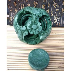 Magische Zeldzame Interlink Puzzel Bal 4 Layer Cover Bol Mystieke Dragon Patroon Door Natuur Groene Jade