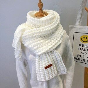 Wollen Sjaal Voor Vrouwen Winter Warm Grote Lange Sjaal Outdoor Pashmian Gebreide Effen Kleur Haak Headwrap