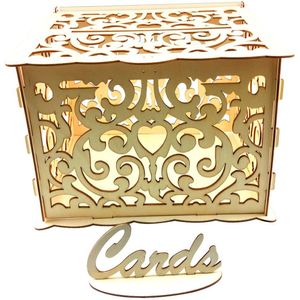 Diy Rustieke Bruiloft Kaart Doos Met Slot En Kaart Teken Houten Card Box Spaarpot Verjaardag Graduation Party Decoraties