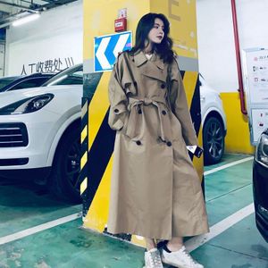 Brand Lente Herfst Losse Trenchcoat Voor Vrouwen Lange Double Breasted Stofdoek Jas Dame Mantel Vrouwelijke Bovenkleding Kleding