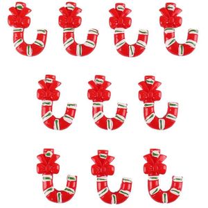 50 stks Leuke Rode Kerst Candy Cane Hars Scrapbooking Hair Bow Center Ambachten Versiering Plaksteen Charms Cabachons