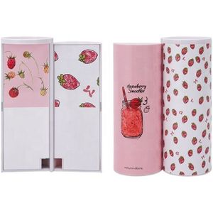 Kawaii Potlood Box Roze Kleur Dubbele Laag Balpen Aardbei Pen Case Voor Meisje Multifunctionele Opslag Dubbele Deur Standaard Maat