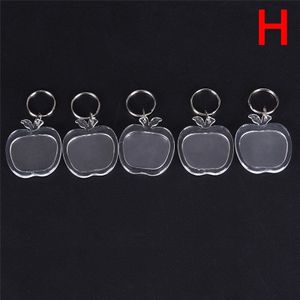 5 stks/partij Sleutelhanger Sleutelhanger Rechthoek Transparant Blank Acryl Insert Foto Fotolijst DIY Split Ring Sleutelhanger