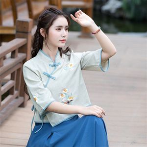 Nieuwkomers mandarijn kraag blouses traditionele Chinese kleding elegante dames retro stijl tops AA4699