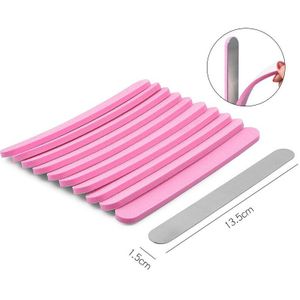 10 stuks Schuurpapier Vervanging Nagelvijl Met Metalen Plaat Roze dubbelzijdig UV GEL Nagellak Schuren Buffer Strips manicure Gereedschap