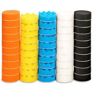 Wave Polijsten Pads Platte Spons 50 Stuks Set 3 \ ""Disc Auto Waxen Mutsen Automotive Tools Foam Accessoires