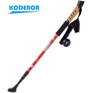 Klimmen Carbon Fiber 3 Sectie Vouwen 6061 Luchtvaart Aluminium Interne Lock Rechte Handvat Telescopische Wandelstok