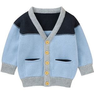 Winter Fall 0-18M Baby Jongen Meisje Vest Jassen Jongens Colorblock V-hals Casual Gebreid Vest Jasje Top Trui baby Uitloper