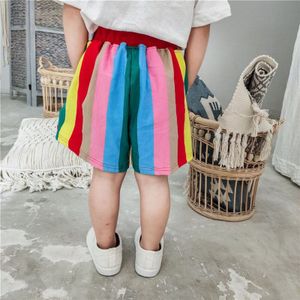 Peuter Meisjes Shorts Lente Zomer Mode Regenboog Strepen Shorts Voor Meisjes Aankomst Kinderen Broek 2 3 4 5 6 Jaar