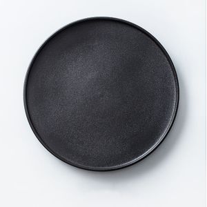 1 Pcs Zwarte Keramische Retro Diner Plaat Servies Matte Westerse Plaat Steak Salade Dessert Taart Sushi Opslag Decoratieve Platen