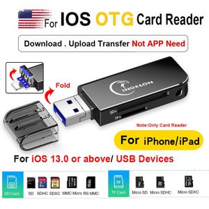 2 In 1 Kaartlezer Dual Slot Tf Metalen Otg Adapter Voor Ios 13.0 Hierboven Versie &amp; USB3.0/2.0 apparaten Microsd Converter