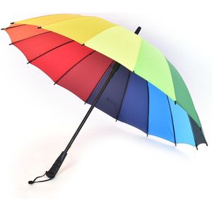 Paraplu Lange Handvat Top Vrouwen Regen Wandelstok Paraplu Grote Regenboog Riet Anti-Uv Sunny Golf Winddicht Parasol