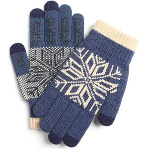 Mannen Winter Touchscreen Sneeuwvlok Gebreide Warme Handschoenen Pluche Voering Antislip Wanten