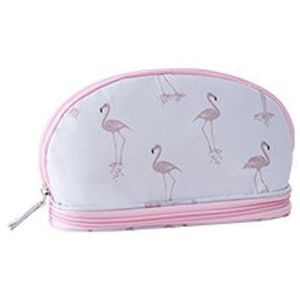Flamingo Double-layer gedrukt reizen waterdichte cosmetische tas Vrouwen draagbare grote capaciteit make-up waszak badkamer organizer