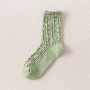 Stroken Ruffle Sokken Japanse Stijl Kawaii Leuke Katoenen Sokken Vrouw Harajuku Retro Casual Effen Kleur Wit Zwart Beige Crew Sokken