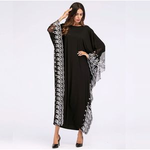 Mode Volwassen Kant Geborduurde Gewaad Maxi Jurk Voor Vrouwen Batwing Mouw Chic Gown Kaftan Ramadan Eid Abaya Plus Size VKDR1140