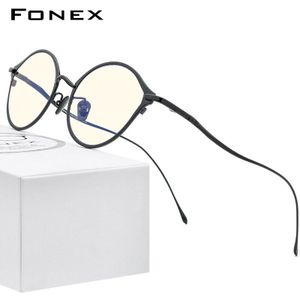 Fonex Pure Titanium Blauw Licht Blokkeren Glazen Voor Vrouwen Retro Ronde Mannen Vintage Anti Anti-Blauw Stralen brillen FAB012