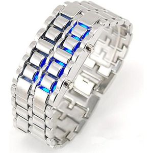 Mode Led Horloges Horloge Volledige Staal Fire Digitale Horloges Mannen Vrouwen Lava Iron Samurai Metal Led Faceless Armband Horloge
