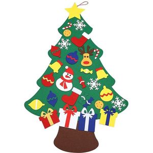 Kids DIY Vilt Kerstboom met Ornamenten voor Jaar Deur Muur Opknoping Xmas Decoratie