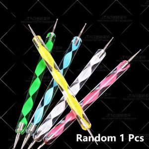 1 Pcs Diy Nail Spot Bloem Professionele Nail Art Tool 2 Manieren Swirl Marbleizing Staal Puntjes Pen Nail Art Rhinestones