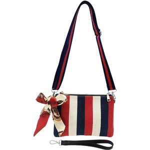 Stijlvolle Canvas Polsbandjes Chic Vrouwen Schoudertassen Met Twilly Sjaal Vrouwen Messenger Bag Purse 5 Stks/partij