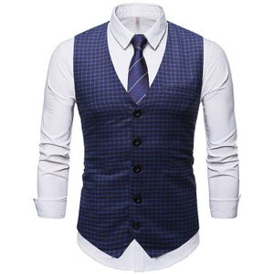 Toevallige Vest Mannen Plaid Vesten Business Uitloper Enkele Knoppen Slim Fit Rokkostuum Vesten Voor Mannen Plus Size Mannelijke Kleding m-3XL