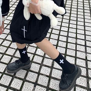 Y Demo Gothic Cross Japanse Casual Elastische Sokken Vrouwen Lolita Punk Zwarte Sokken Meisjes