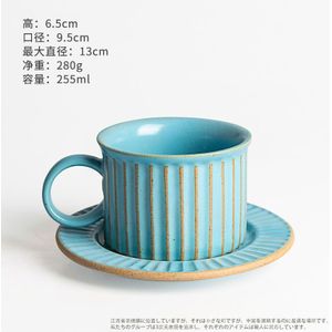 Japanse Handgemaakte Grof Aardewerk Koffie Kop En Schotel Set Retro Keramische Koffiekopje Afternoon Tea Cup Mok