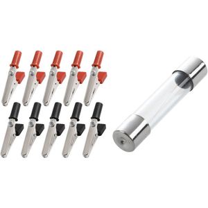 10 Stuks Fast Blow Type Glazen Buis Zekeringen 6X30mm 250V 2A Met 10A Handvat Elektrische Krokodil Alligator Clips